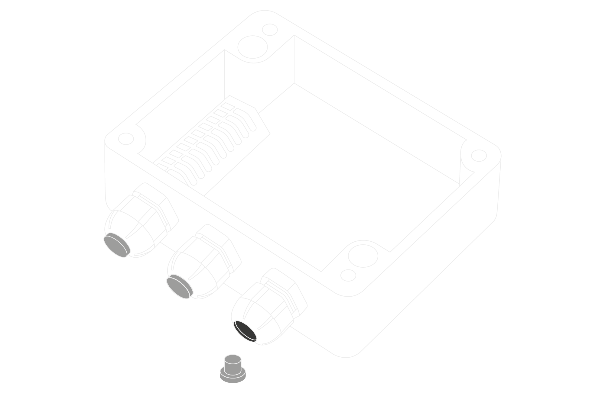 Device with removed top cover and PG7 cap marked