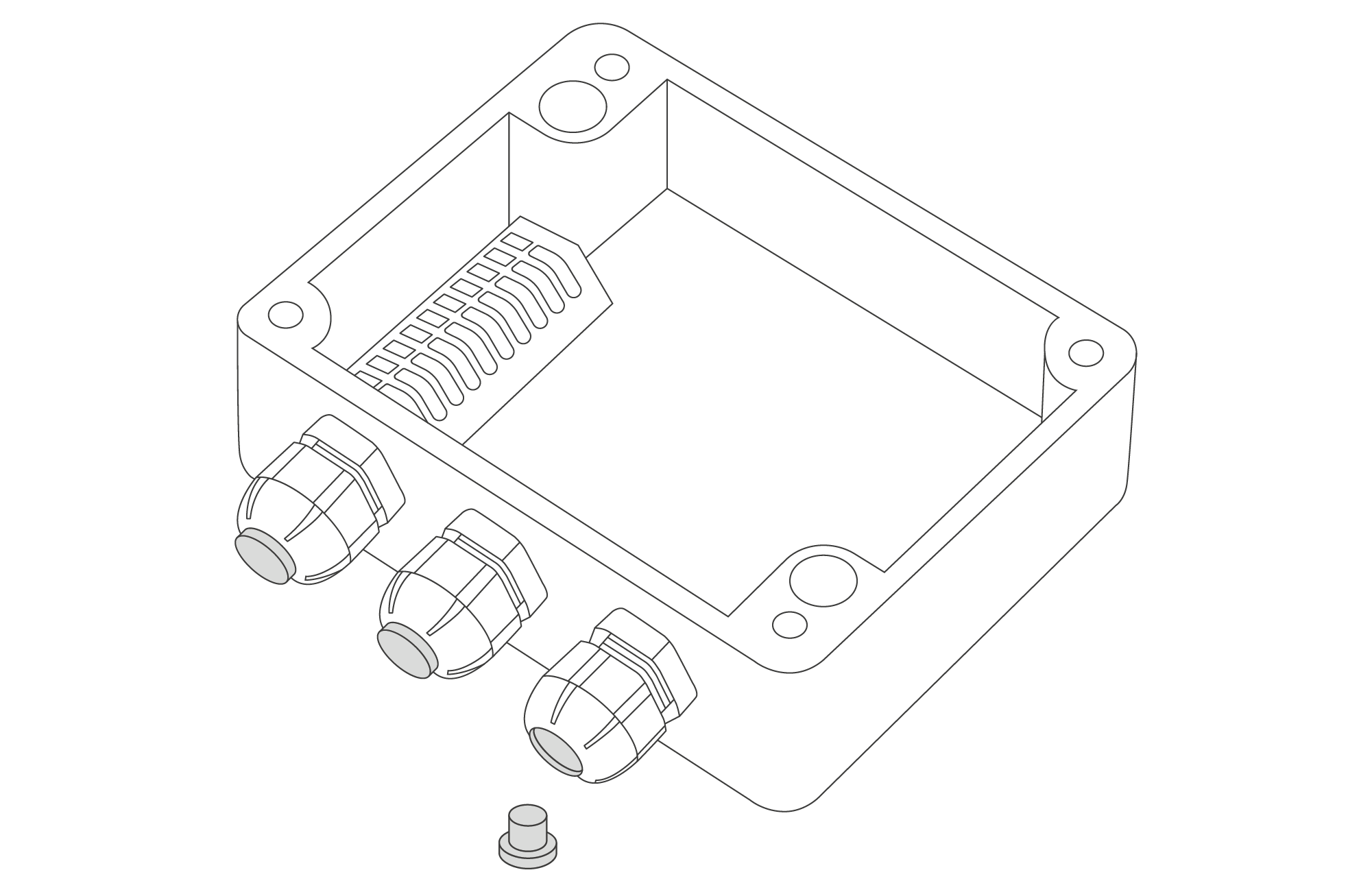 Device with removed top cover and PG7 cap marked