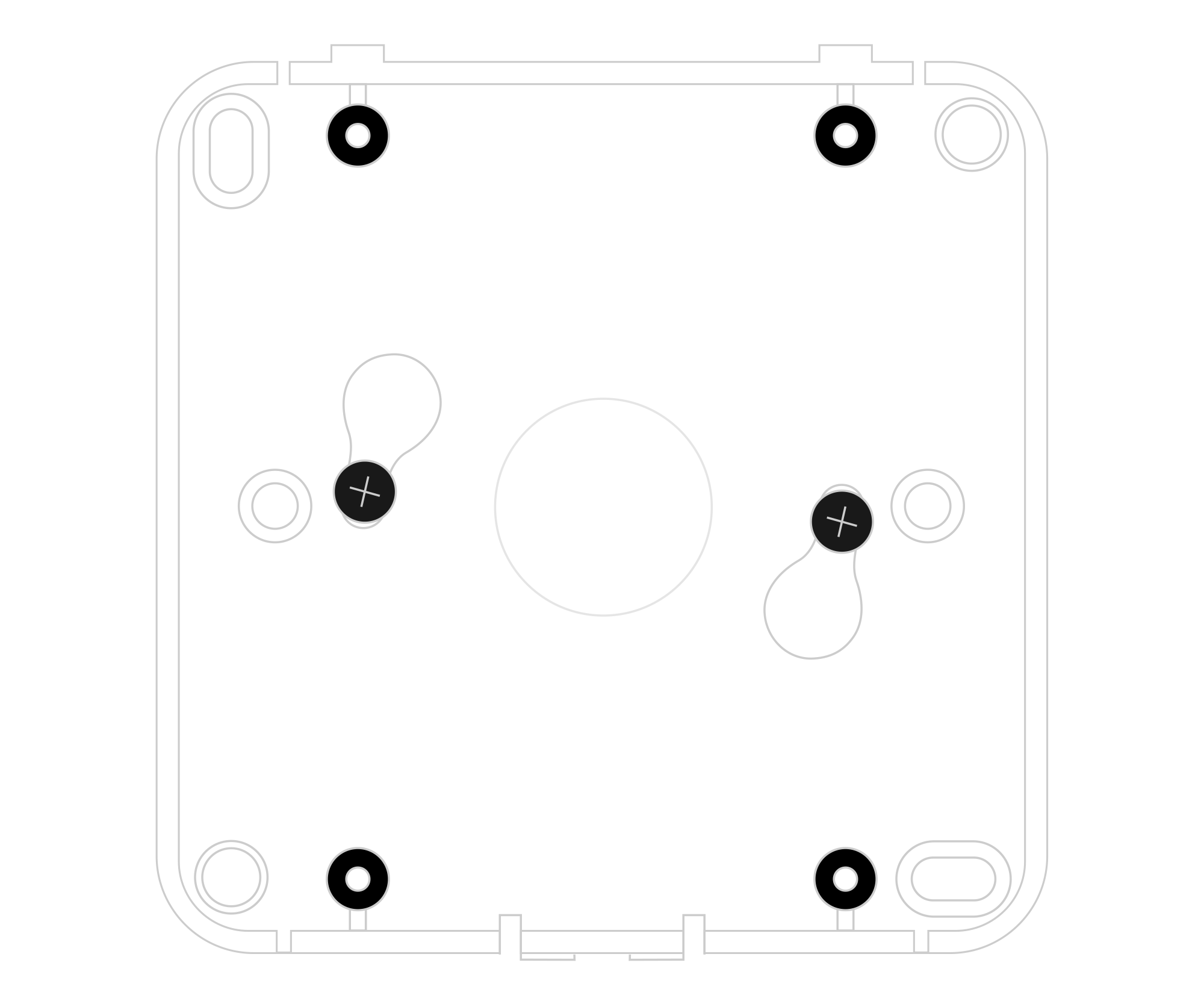 Mounting the device using two screws after a clockwise turn