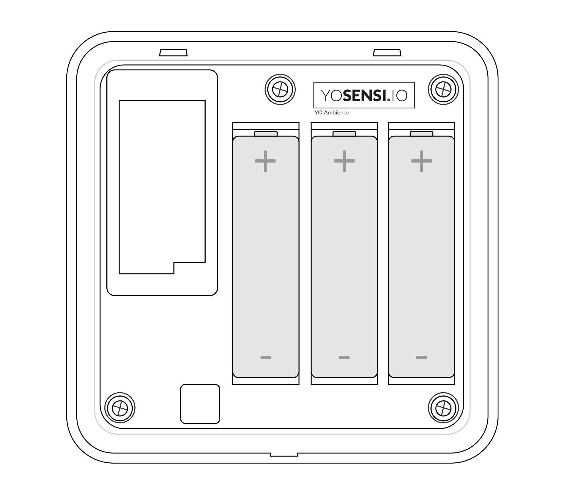 Device with placed batteries
