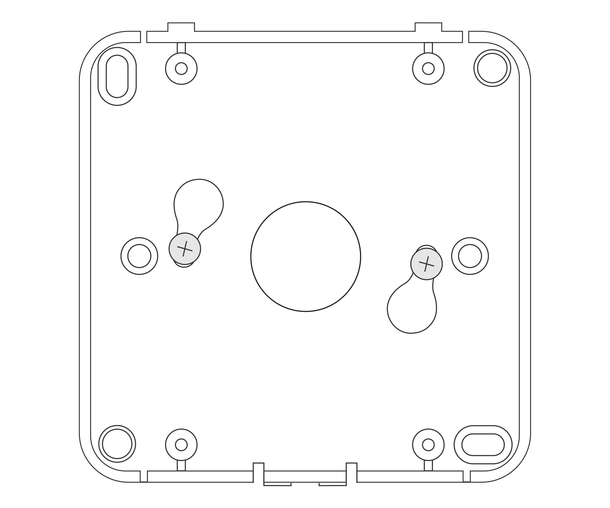 Mounting the device using two screws after a clockwise turn