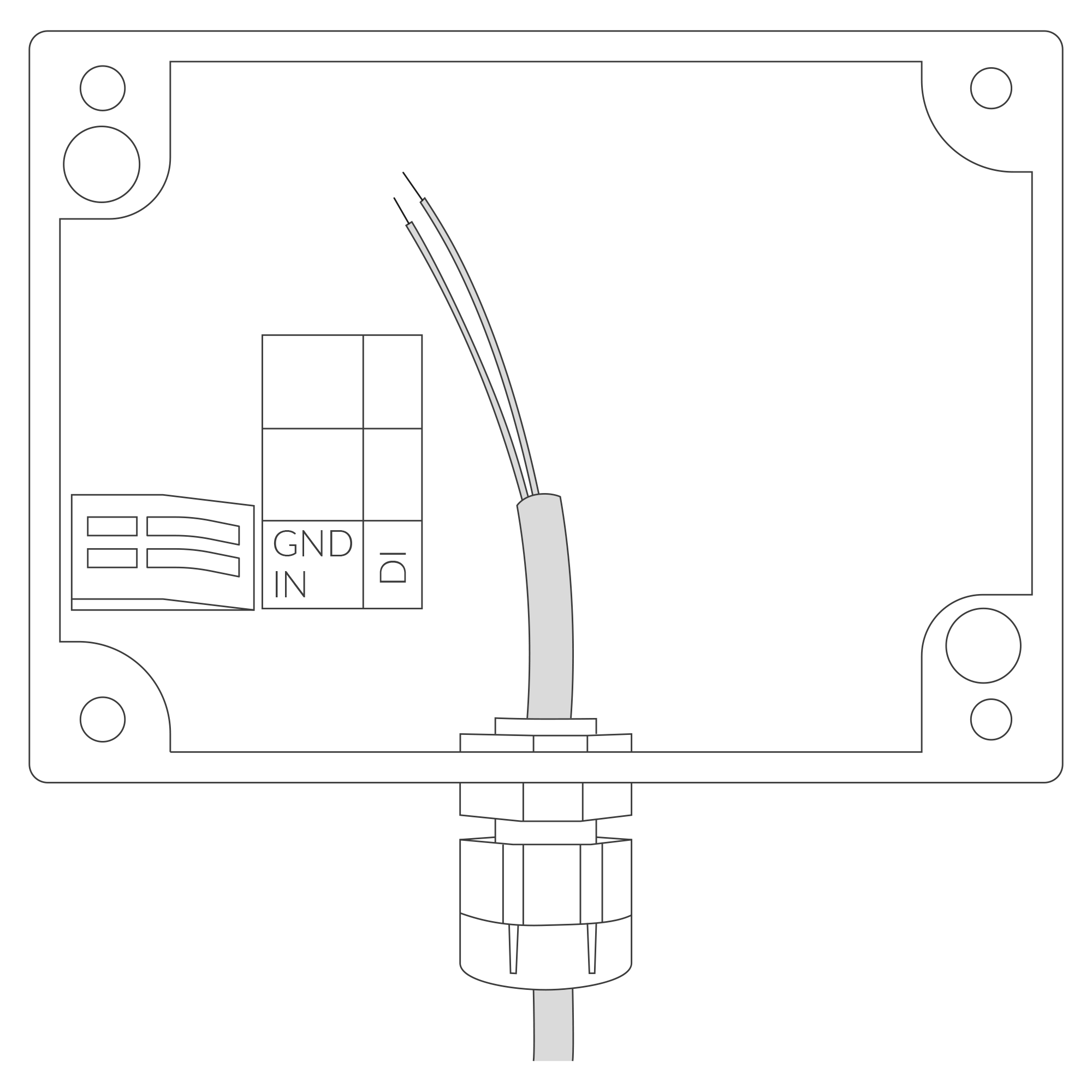 Input cable passing through the cable gland instructions