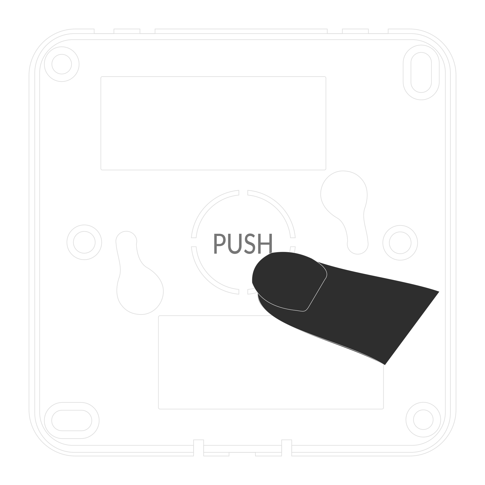 Breaking out the plastic circle labelled PUSH