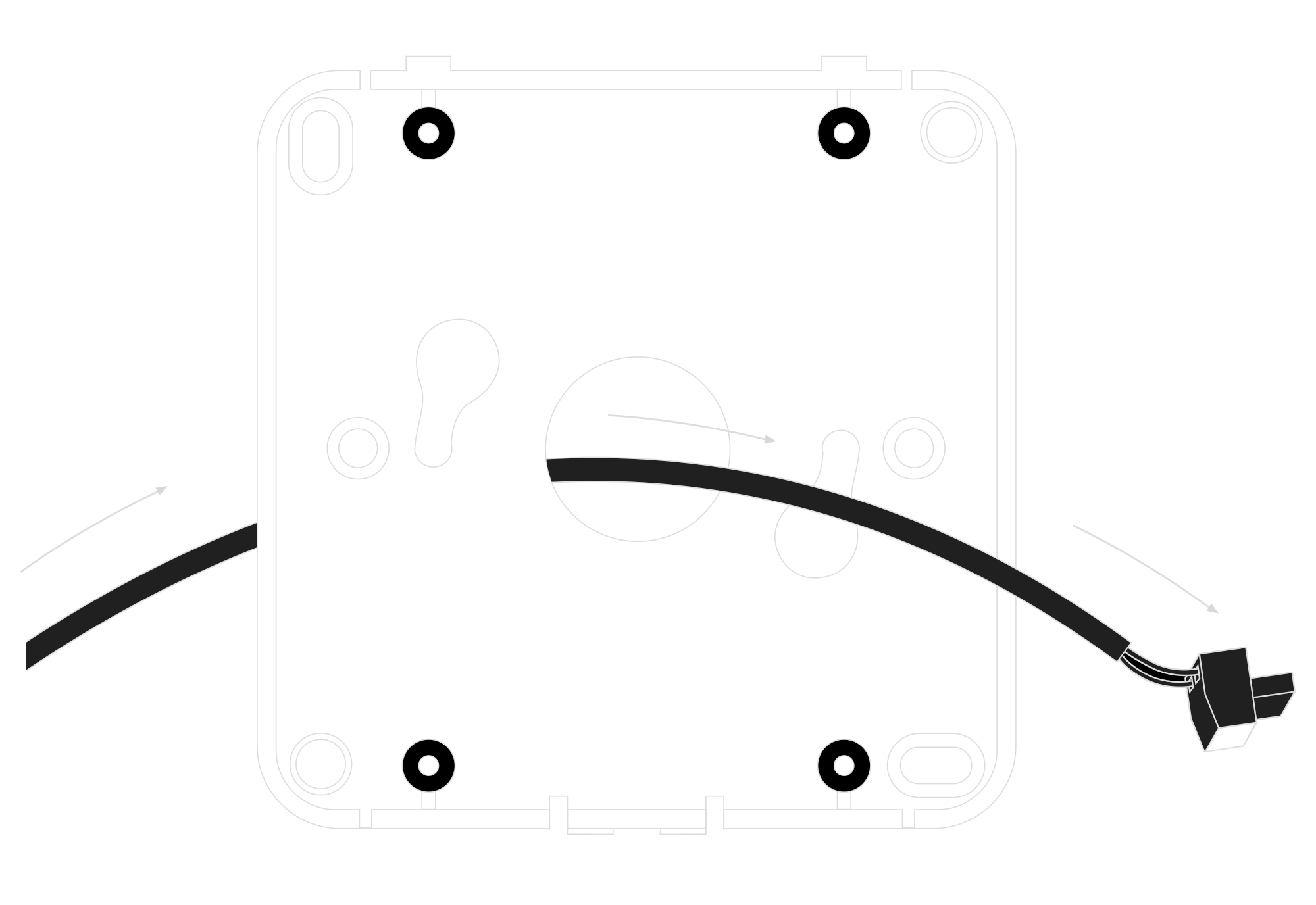 Routing the power supply connector through the centre hole