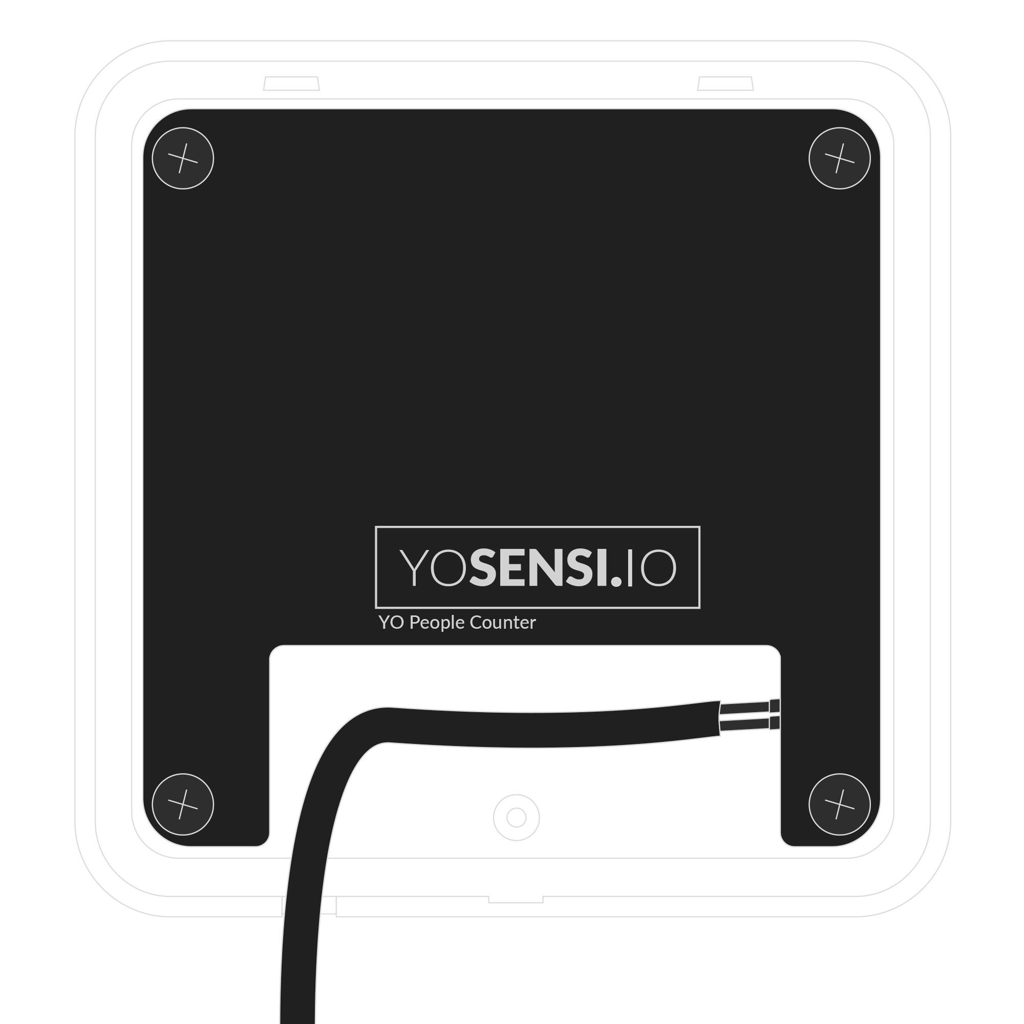 Routing the power supply cable through the hole in the bottom of the device