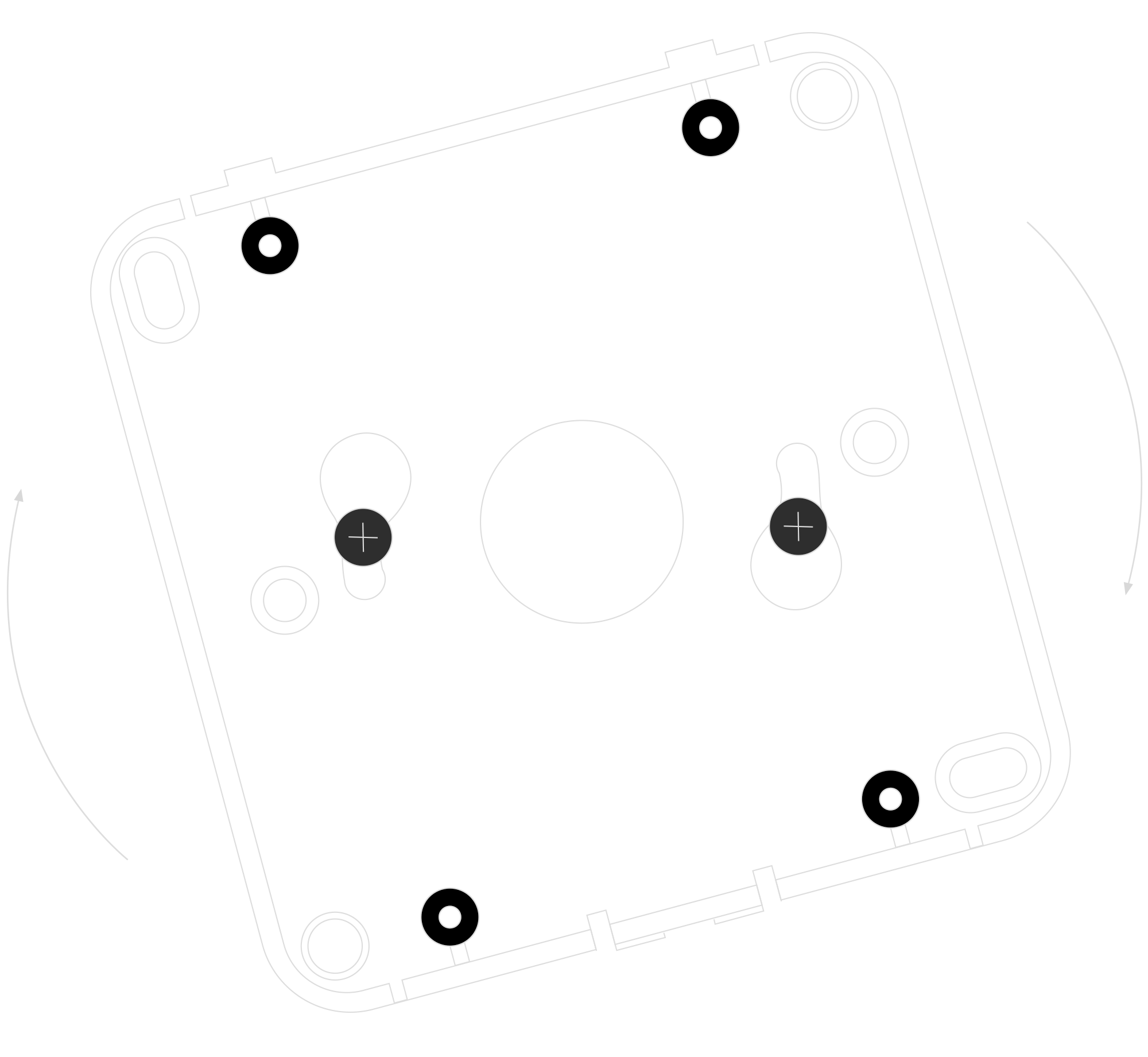 Mounting the device using two screws at an angle