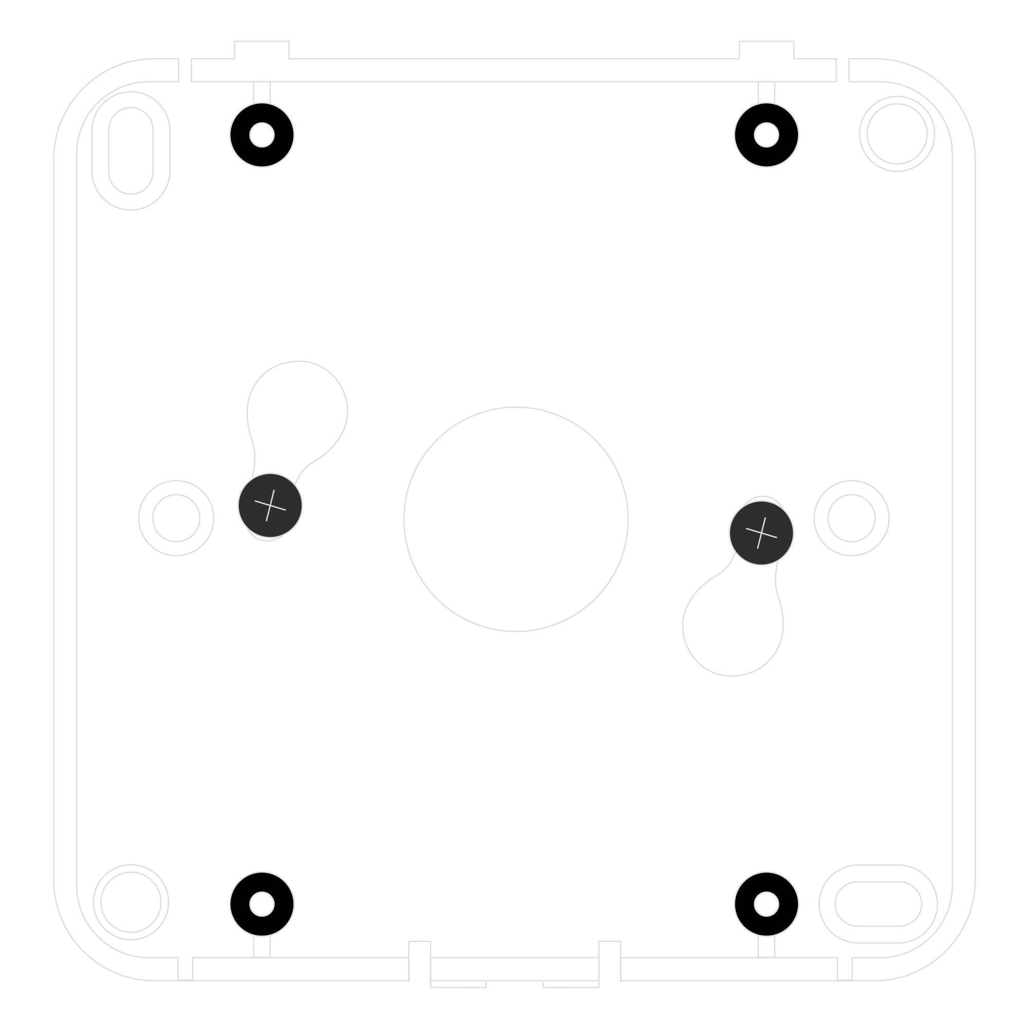 Mounting the device using two screws after a clockwise turn