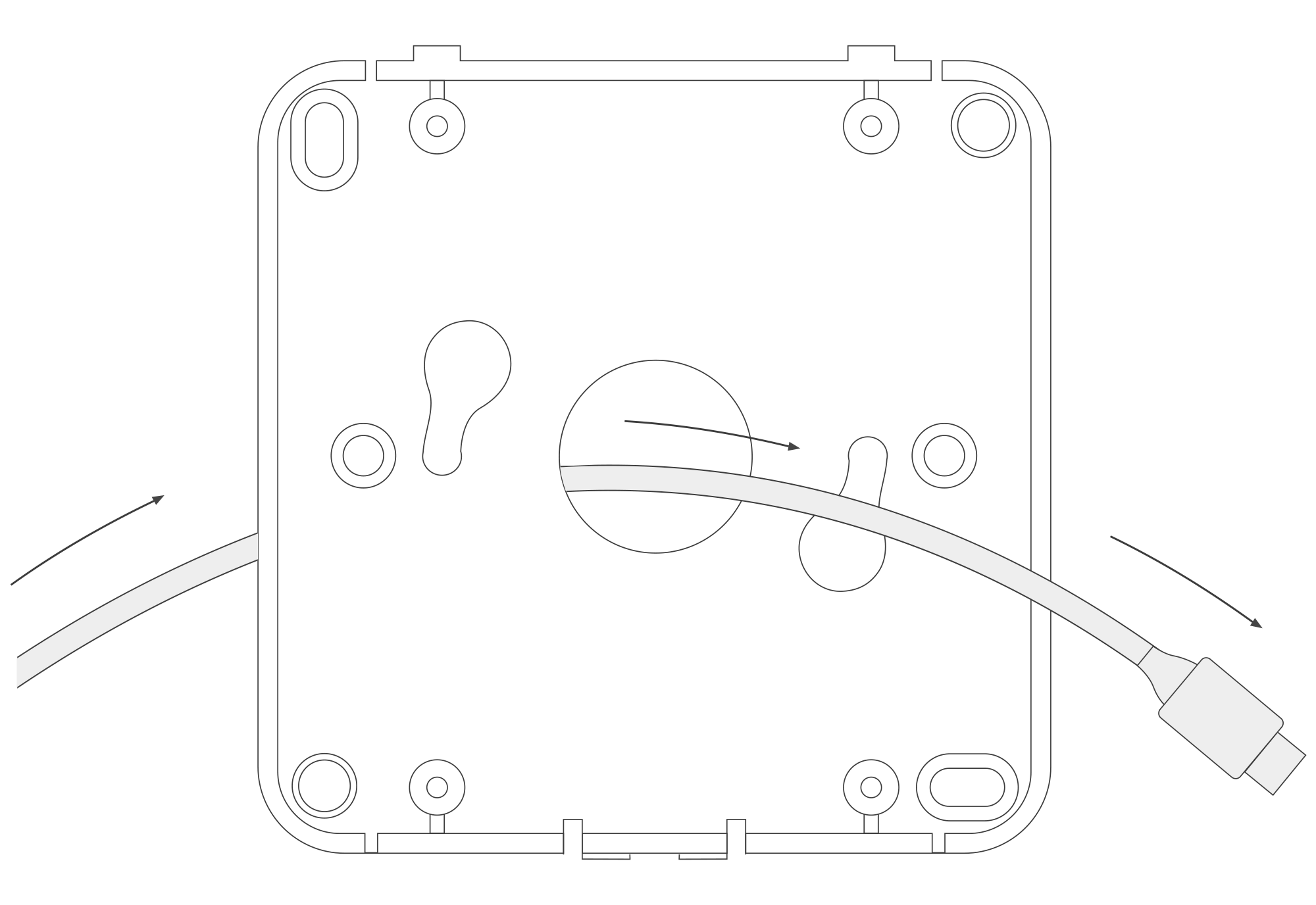 Routing the USB-C cable through the centre hole