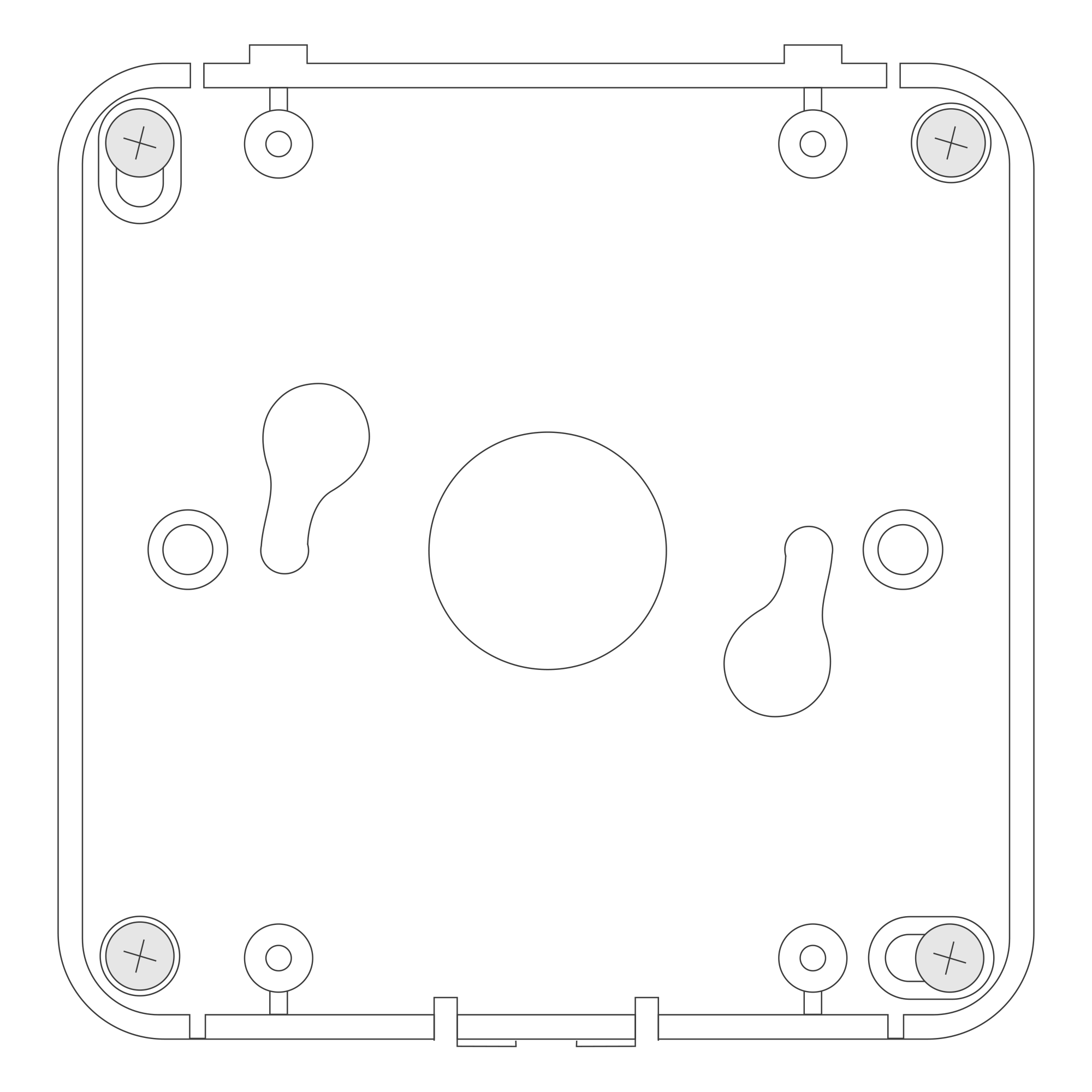Mounting the device using four screws