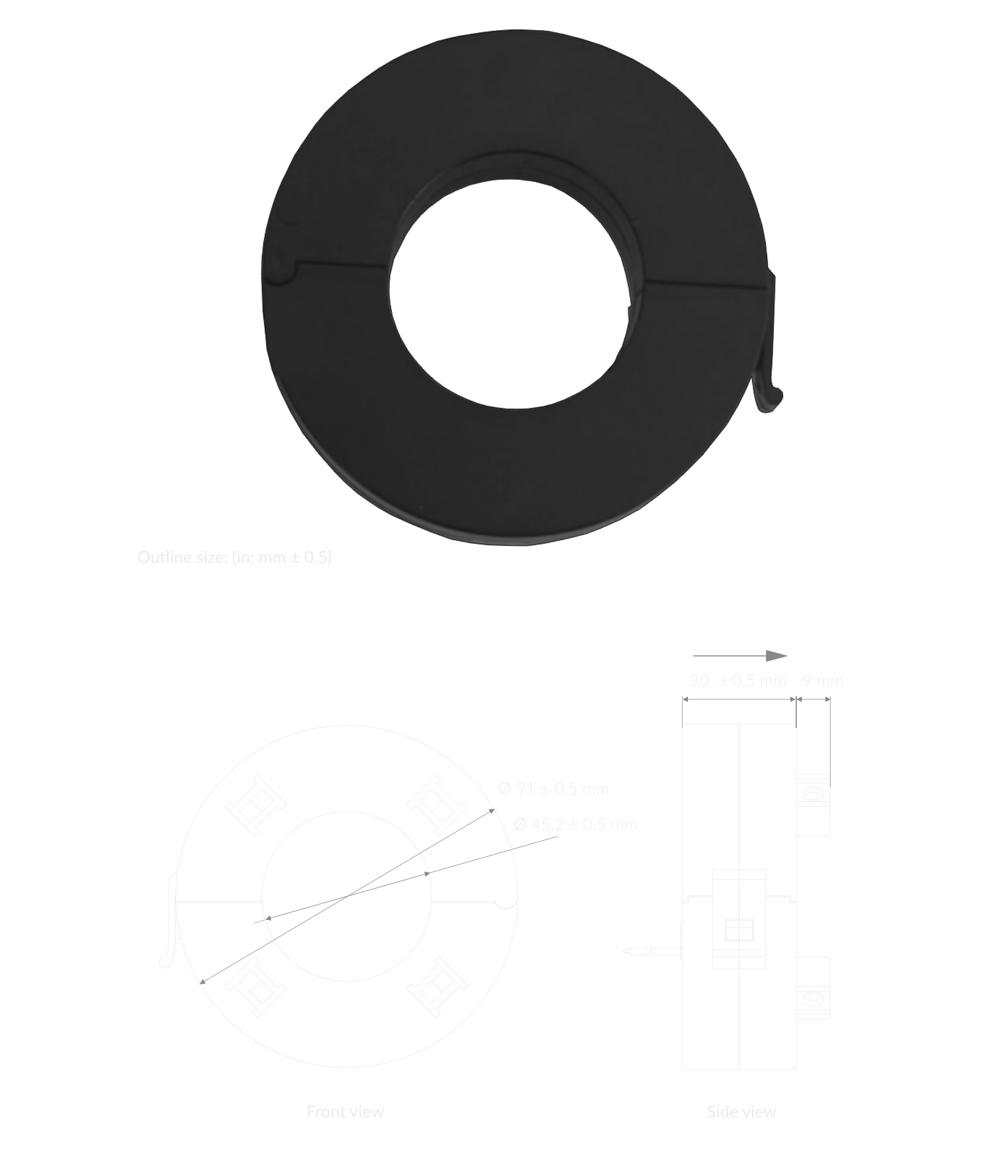 Current transducer 600A with dimensions