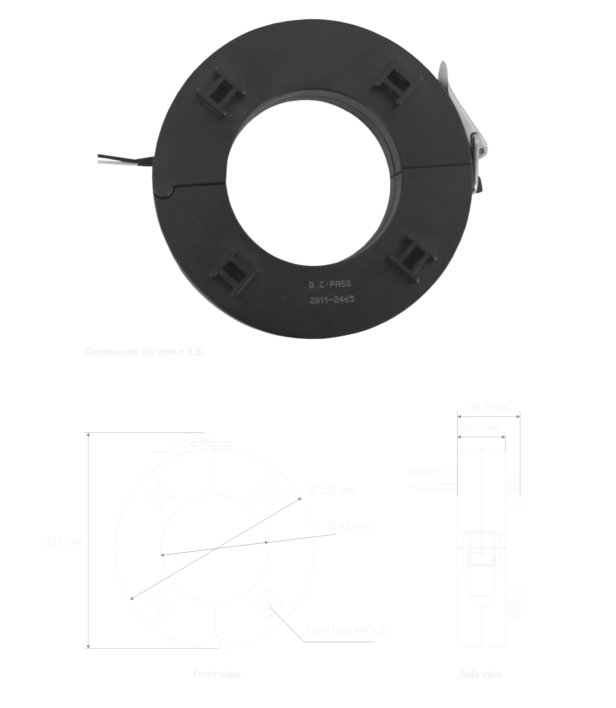 Current transducer 800A with dimensions