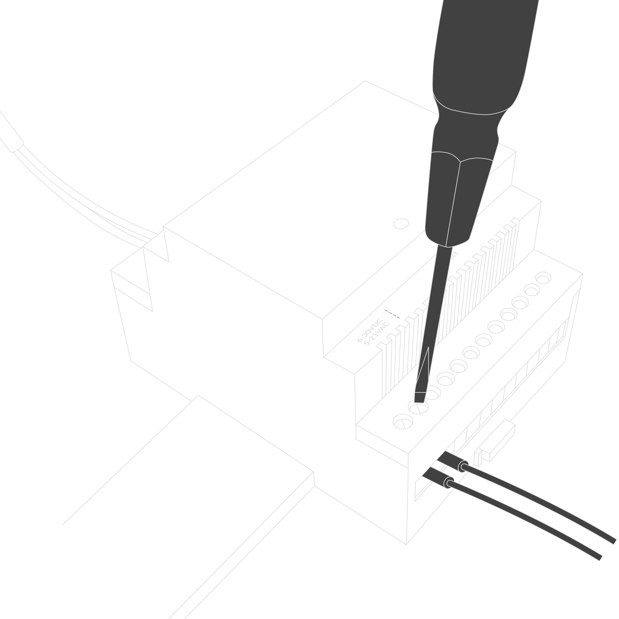 Instruction on how to connect the power to the device