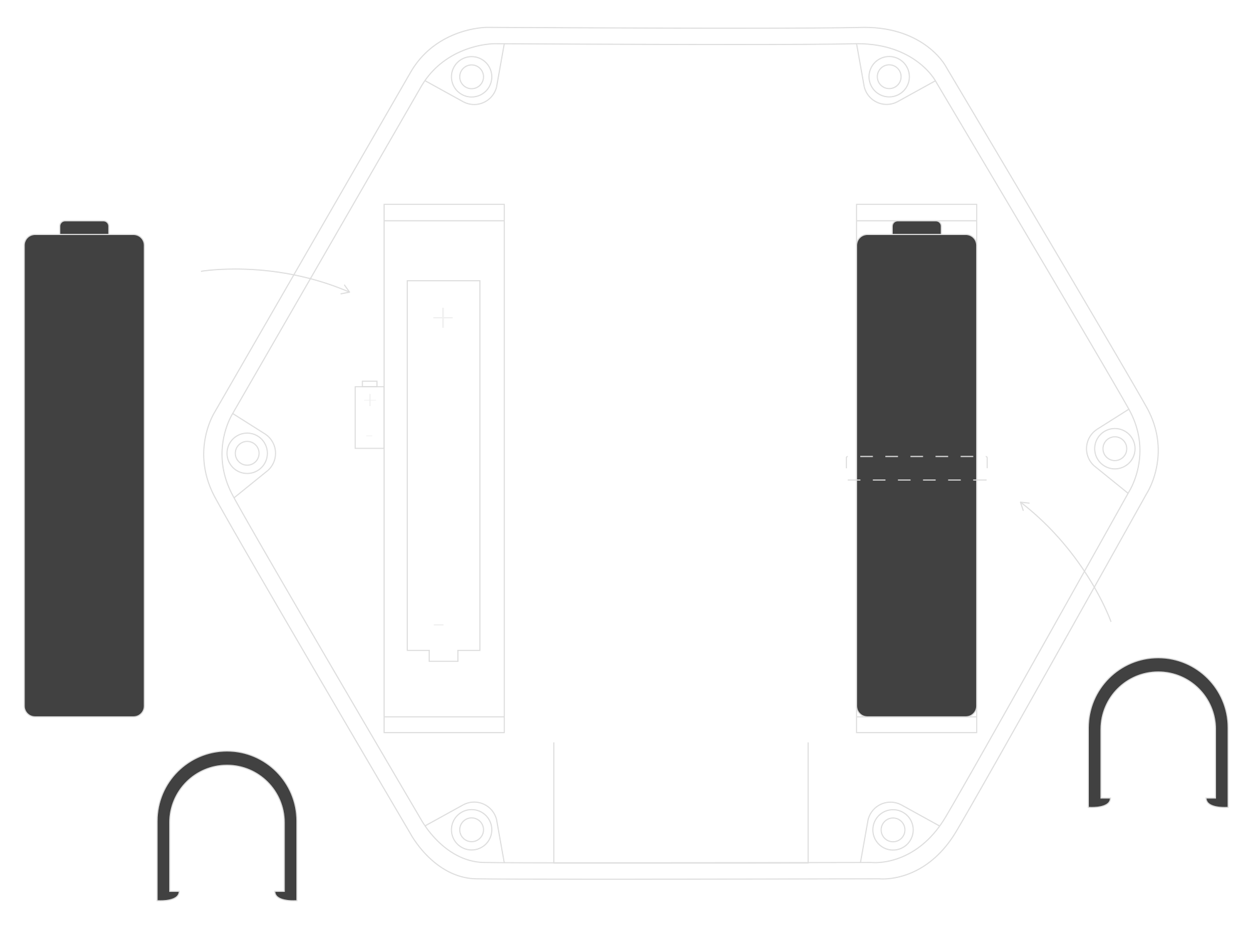Inserting two batteries into the device