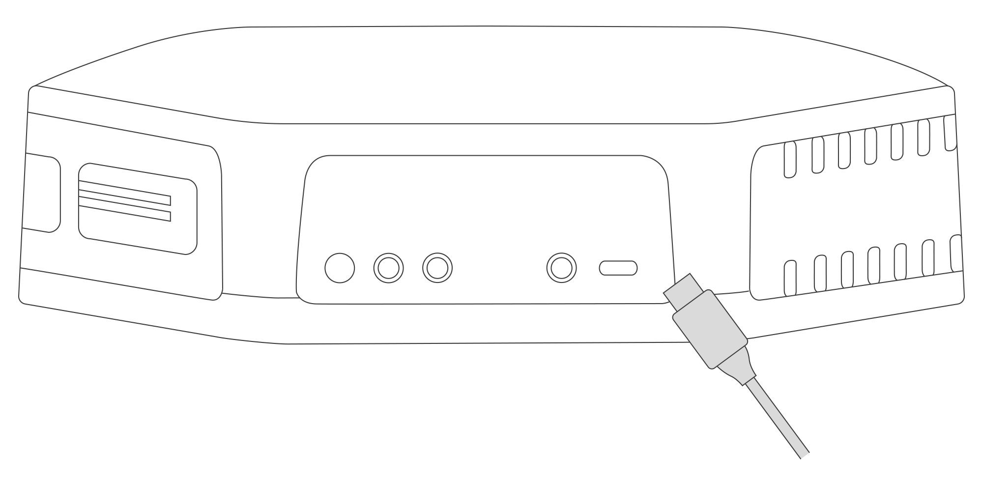 Connecting USB-C cable to the device