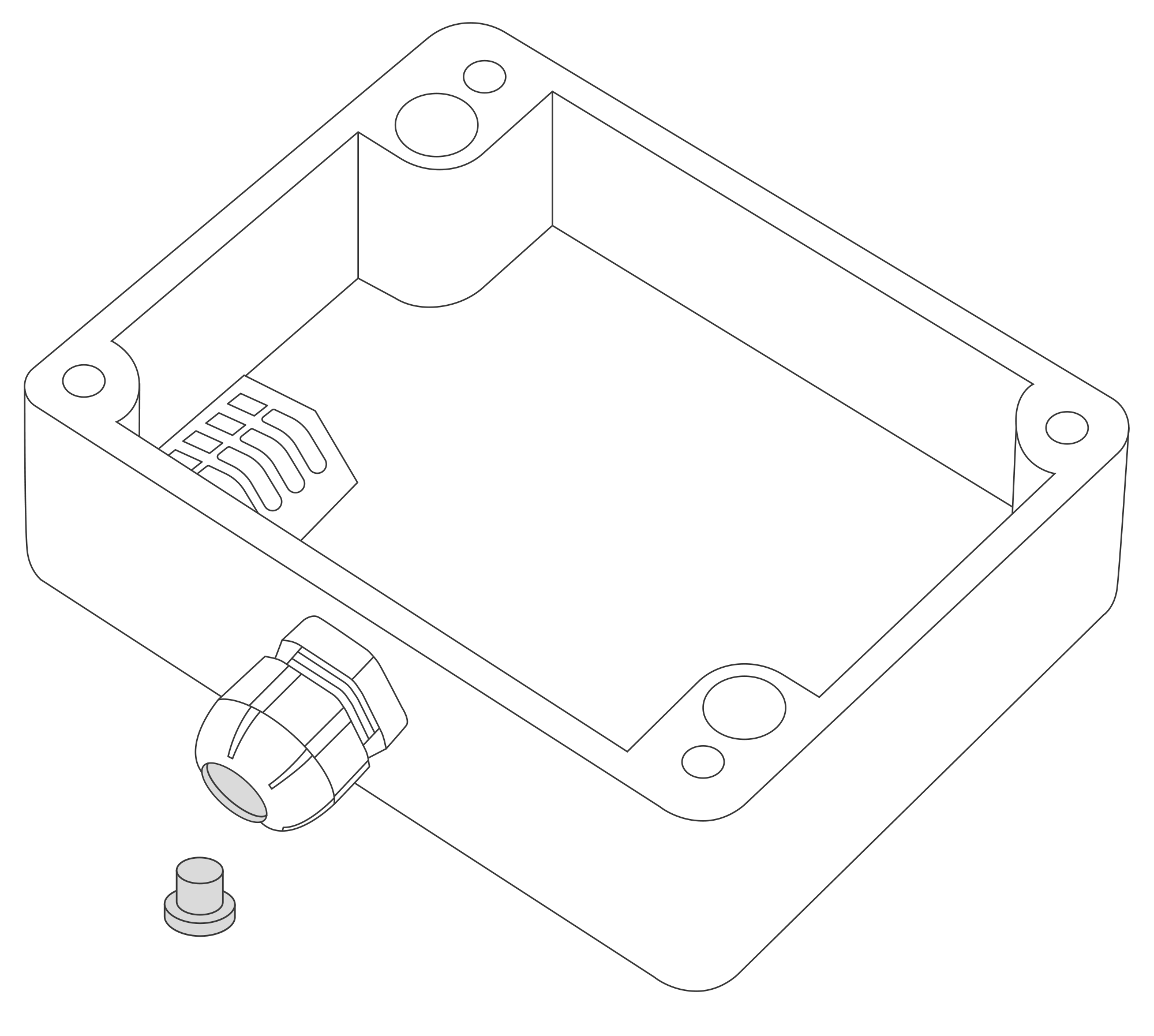 Unscrew the cable gland nut and remove the cap