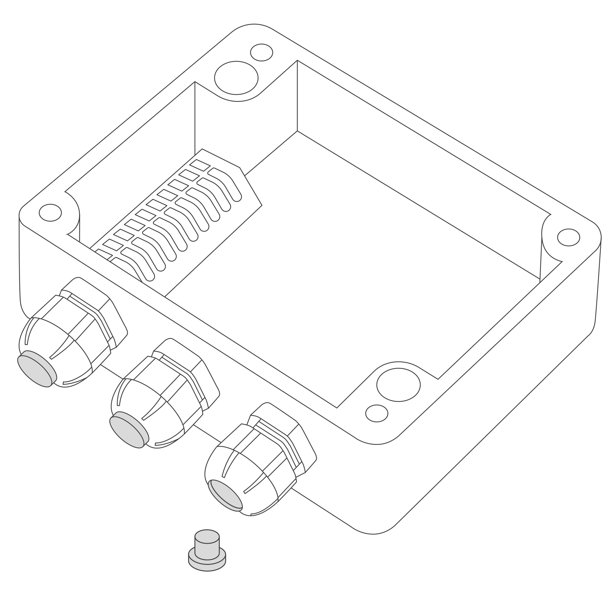 Unscrew the cable gland nut and remove the cap