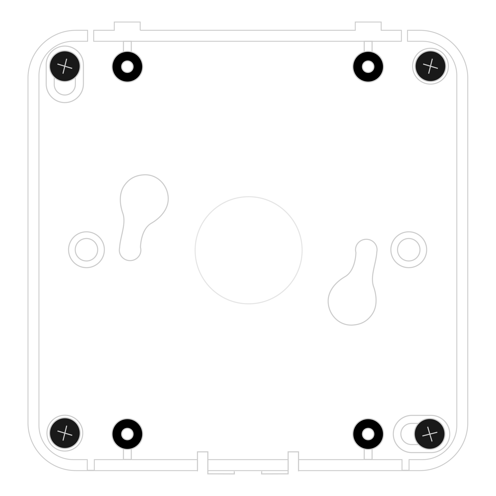 Mounting the device using four screws