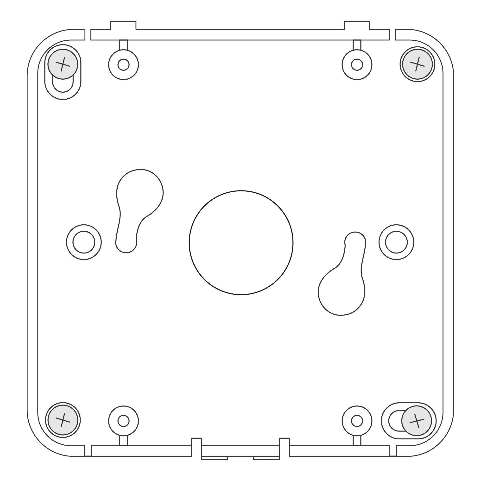 Mounting the device using four screws